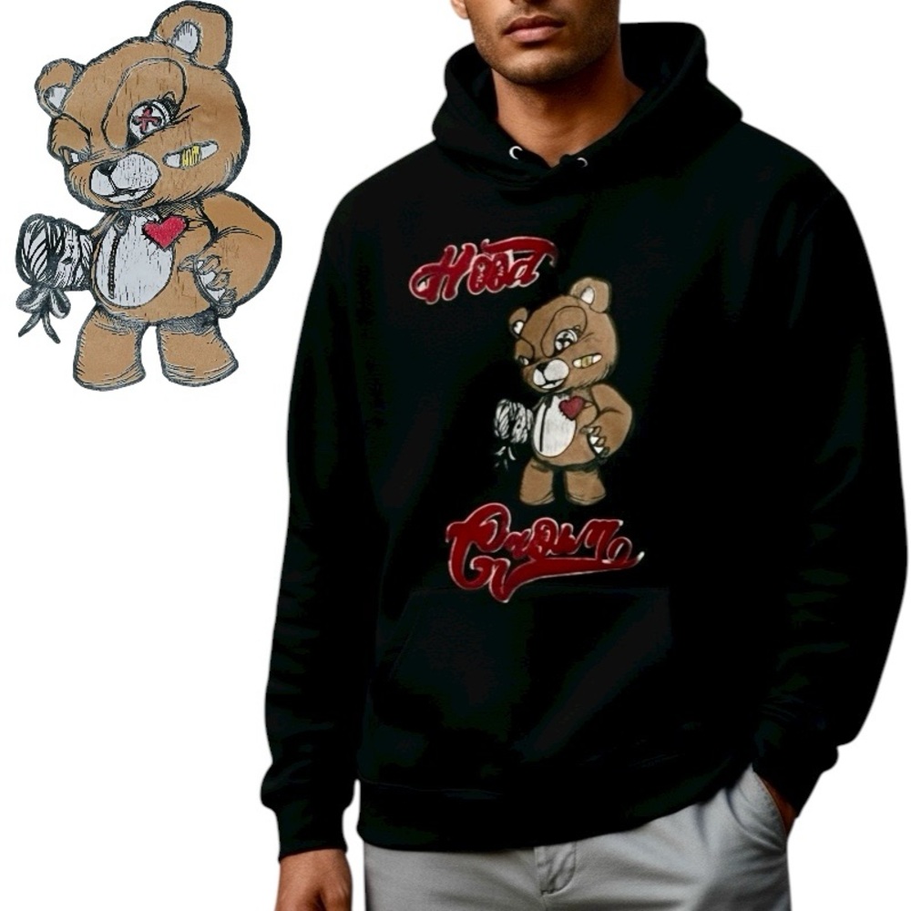 Bleecker & Mercer Hood Grown 3D Graphic Pockets Black Men’s Sweatshirt Sz M